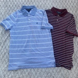 Brooks Brothers Sz M Cotton/Linen Blend Striped/Solid Polo Short Sleeve Lot2